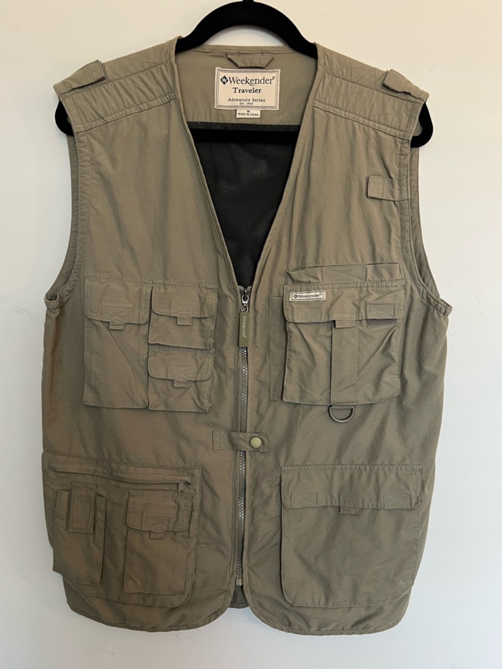 Weekender Travel Vest in Olive Green Fishing Vest Size M